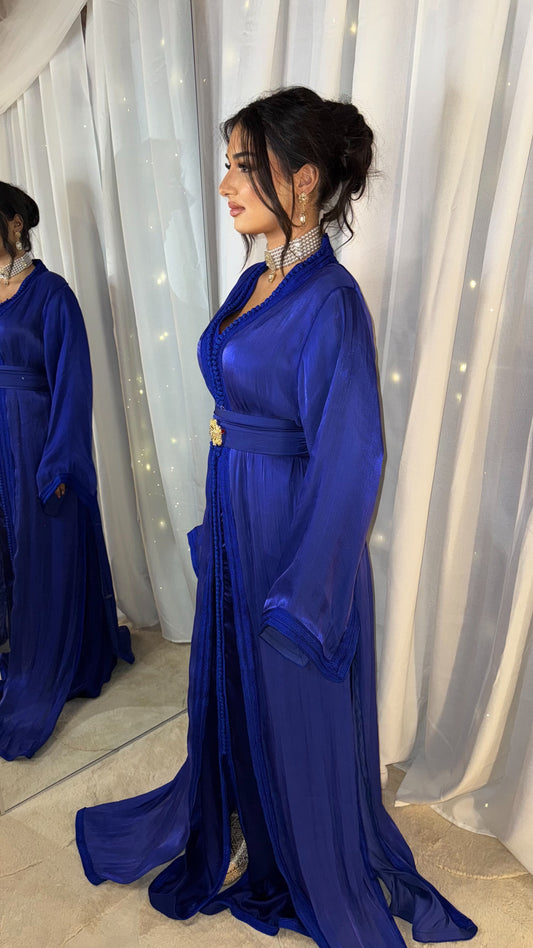 Caftan bleu intense ligne fluide