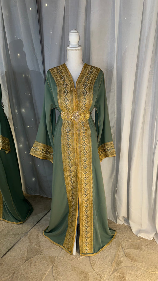 Caftan vert reflets dorés