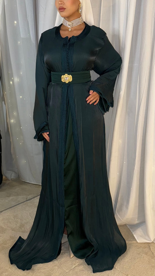 Caftan vert profond allure fluide
